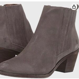 Frye Alton Chelsea Grey Suede Bootie Boot, Women’s size 7, stacked heel
